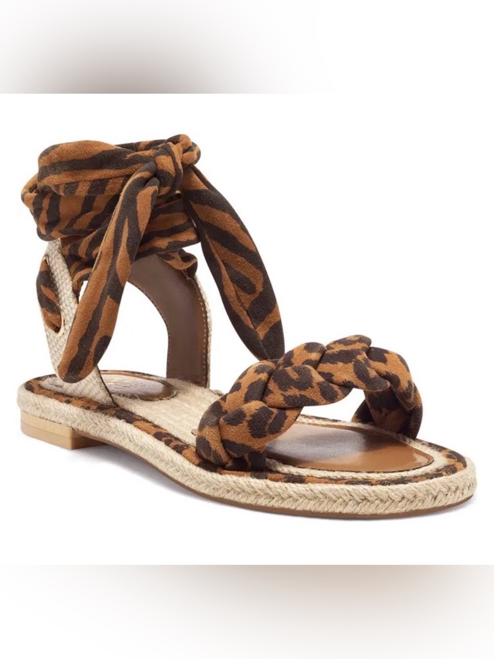 Vince Camuto Kastela Leopard Print Ankle Wrap Sandal Size 6.5